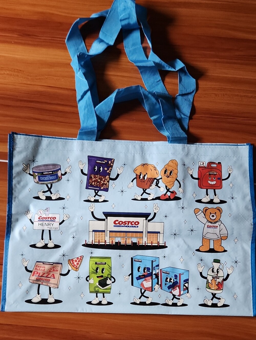 Costco Blue Reusable Tote Bag with Character Print - Picture 1 of 5